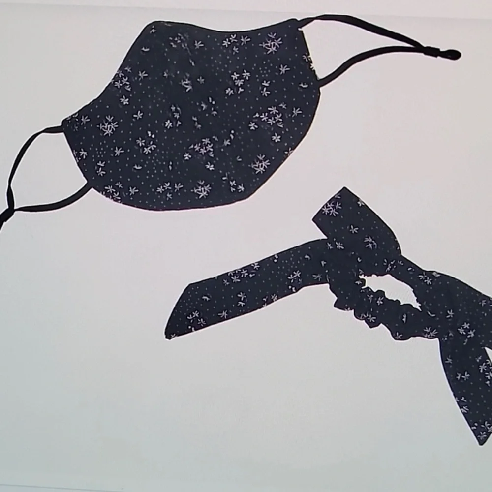 Free People Black Floral Mask And Bow